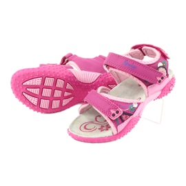 American Club Girls' sandals with a leather insert American 1232 pink purple 2