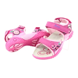 American Club Girls' sandals with a leather insert American 1232 pink purple 5