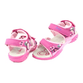 American Club Girls' sandals with a leather insert American 1232 pink purple 4