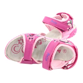 American Club Girls' sandals with a leather insert American 1232 pink purple 3