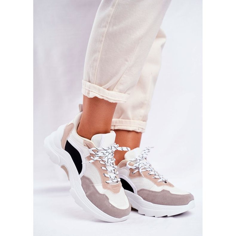PS1 Women's Sport Shoes Sneakers White and Beige Mindanao 1 PS1 Women's Sport Shoes Sneakers White and Beige Mindanao 1
