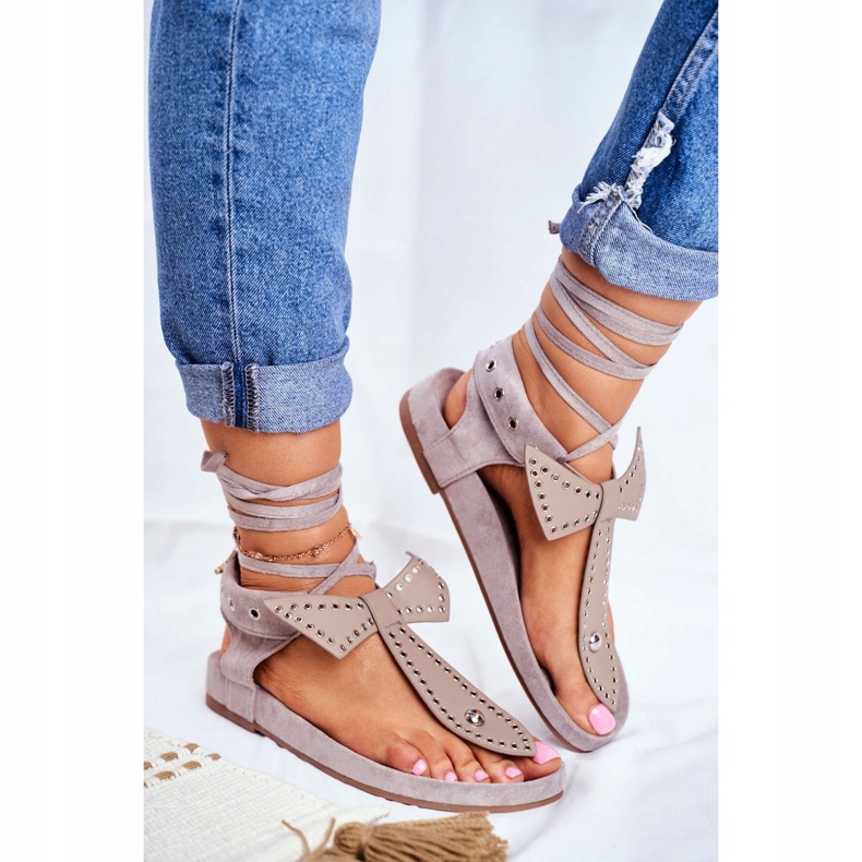 Lu Boo Women's Gray Tied Sandals Japanese Mara grey 1 Lu Boo Women's Gray Tied Sandals Japanese Mara grey 1