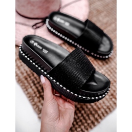 Women's Slippers on the Platform Black Silver Venima 1