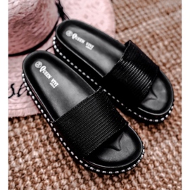 Women's Slippers on the Platform Black Silver Venima 2