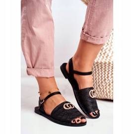 Black Women's Flat Sandals Lu Boo Braided Felicia 2 Black Women's Flat Sandals Lu Boo Braided Felicia 2