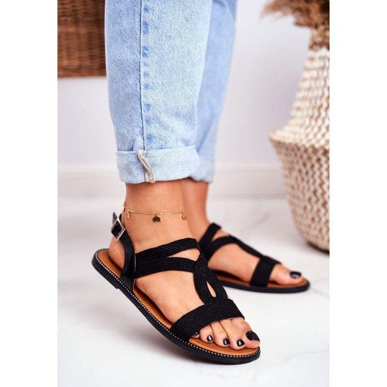 BUGO Women's Sandals Flat Black Rachel 1 BUGO Women's Sandals Flat Black Rachel 1