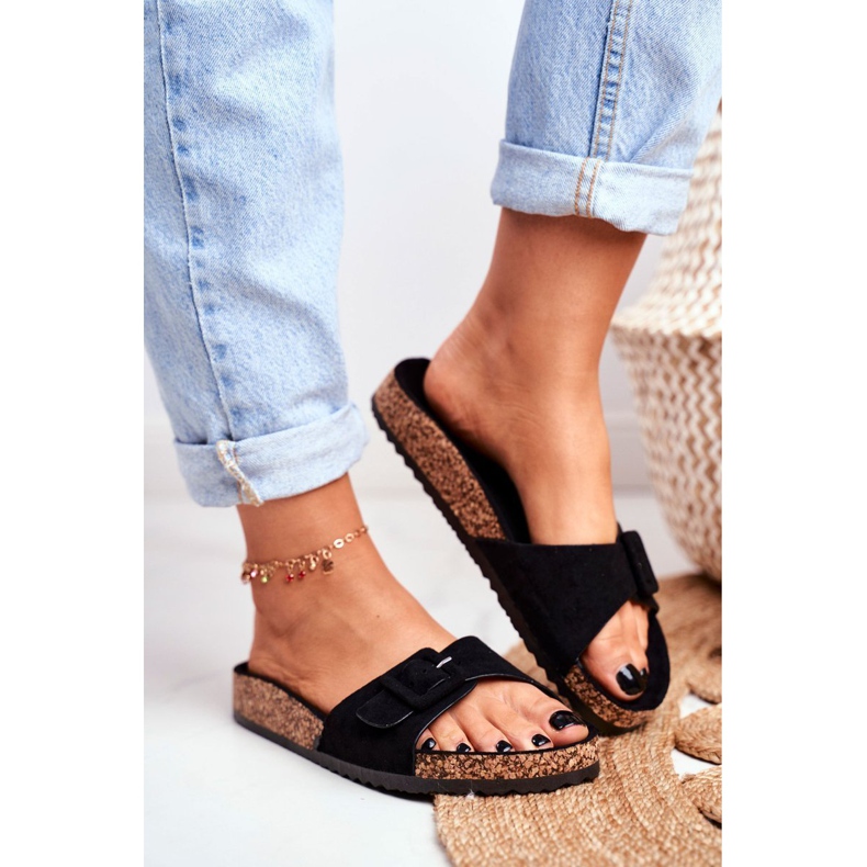 BUGO Women's Slippers Buckle Adjustment Black Rosaline 1