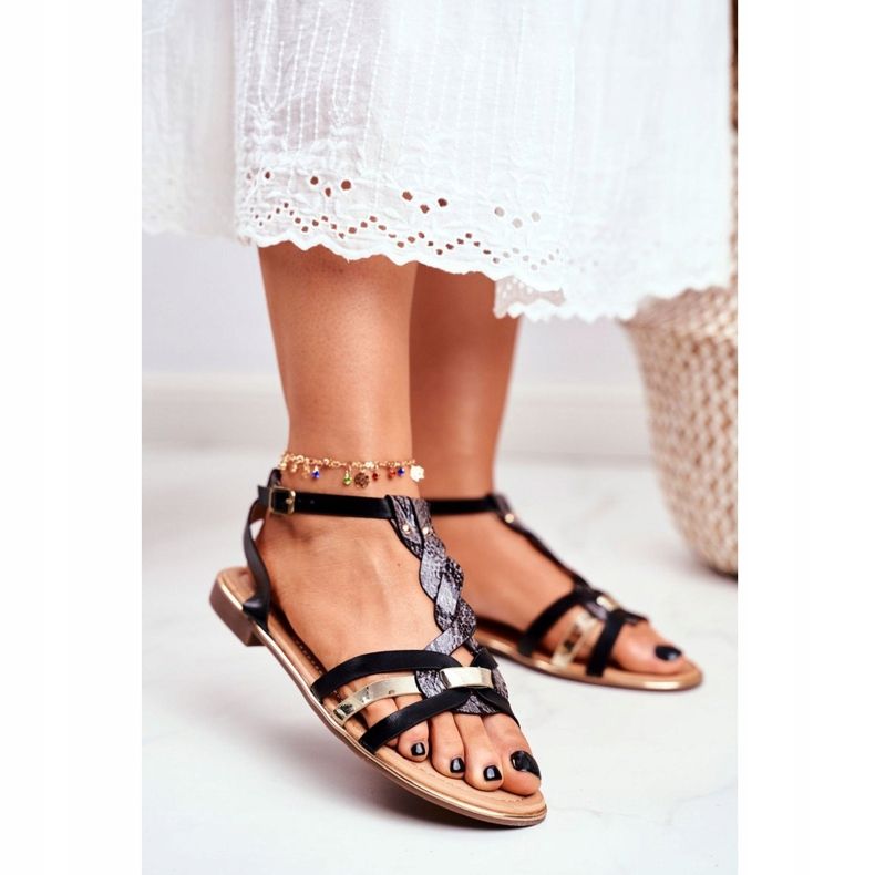 PS1 Women's Sandals Elegant Black Snake Brooke 1 PS1 Women's Sandals Elegant Black Snake Brooke 1