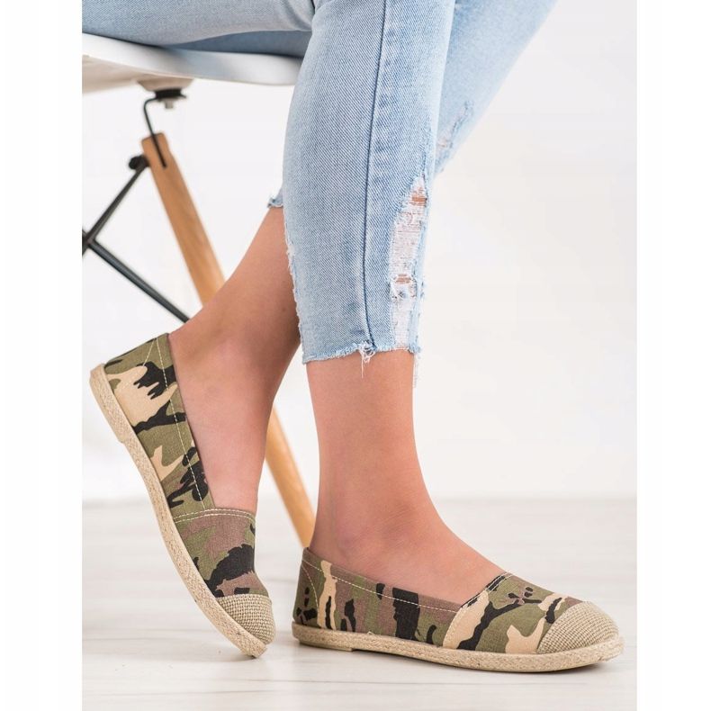 Fashionable Espadrilles Moro brown green 2