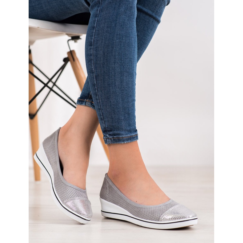 SHELOVET Gray Ballerina On Wedge grey 1