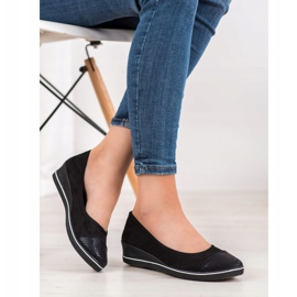 SHELOVET Black Ballerina On Wedge 1