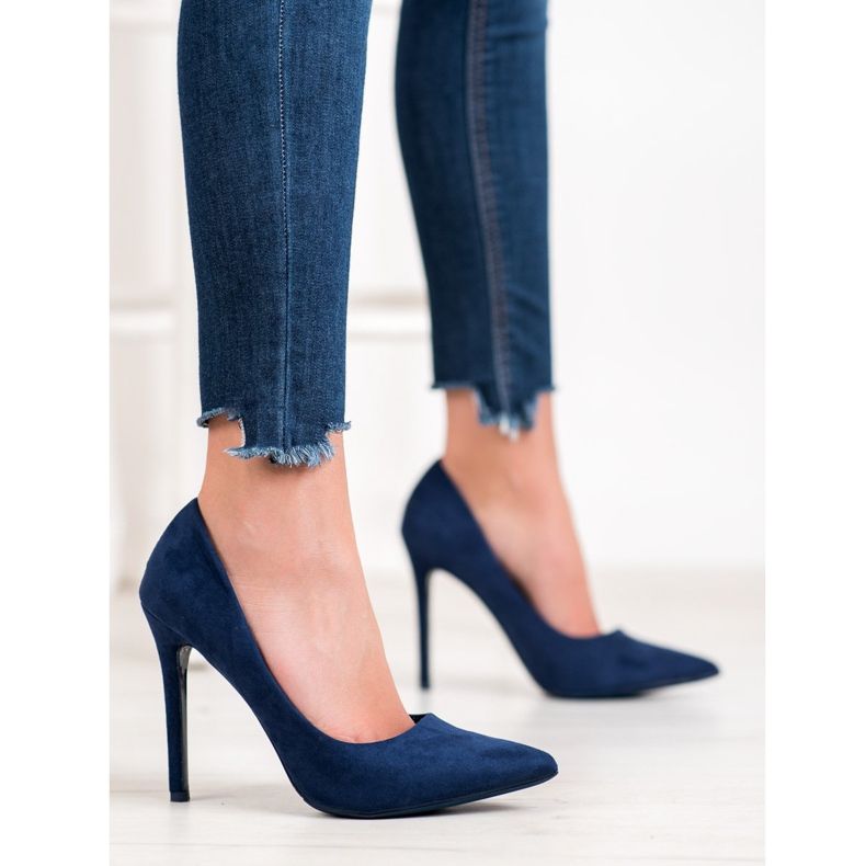 Small Swan Suede Pumps On A Pin blue 1