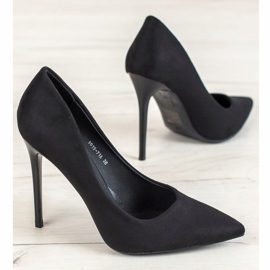 Small Swan Black Suede Heels 1