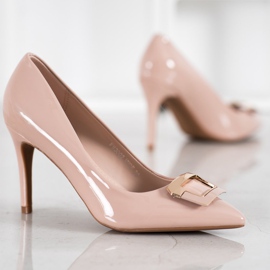 Fama Pumps With A Decorative Buckle brown 1