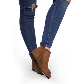 Suede Booties Chelsea boots 100-602 Camel brown 1