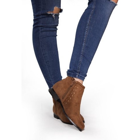 Suede Booties Chelsea boots 100-602 Camel brown 1