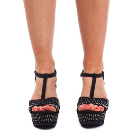 Black Sandals On Wedge F6078 2