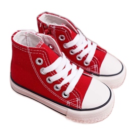 FRROCK Children's Classic High Sneakers With A Zipper Red Filemon white 1