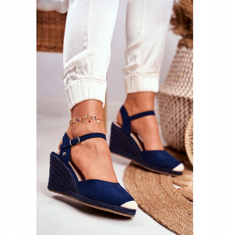 Women's Sandals On A Braided Wedge Big Star Navy Blue DD274A172 1 Women's Sandals On A Braided Wedge Big Star Navy Blue DD274A172 1