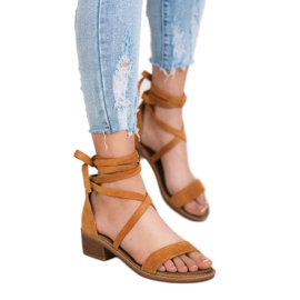 Tied sandals brown 1