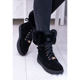 Black Suede Booties Lu Boo Timberki with fur 1