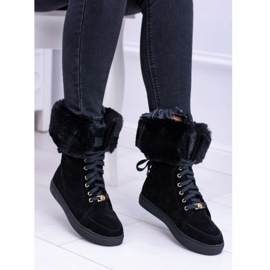Black Suede Booties Lu Boo Timberki with fur 2