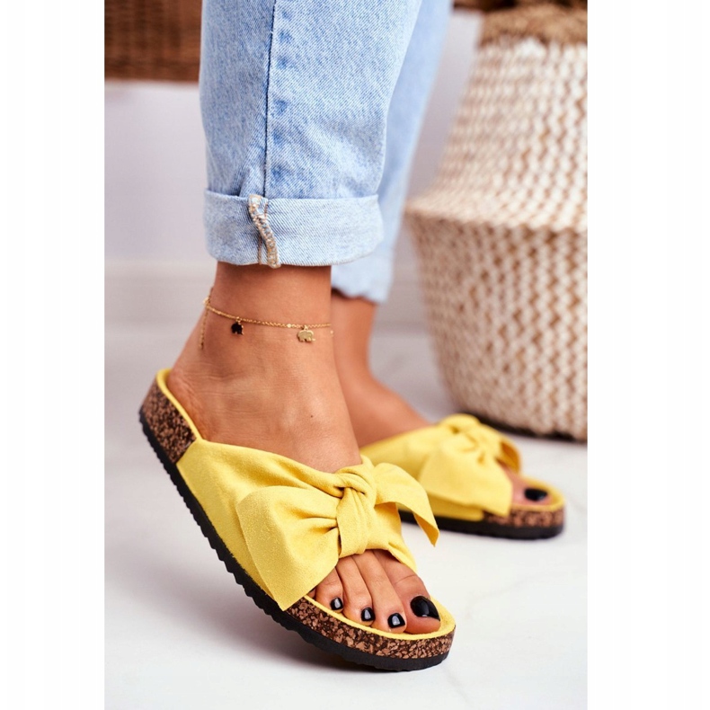 PS1 Women's Yellow Slippers On The Cork Bow Wendy 1