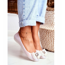 LU BOO Rubber Ballerinas White Meliski Bows Pearl Millie 1 LU BOO Rubber Ballerinas White Meliski Bows Pearl Millie 1