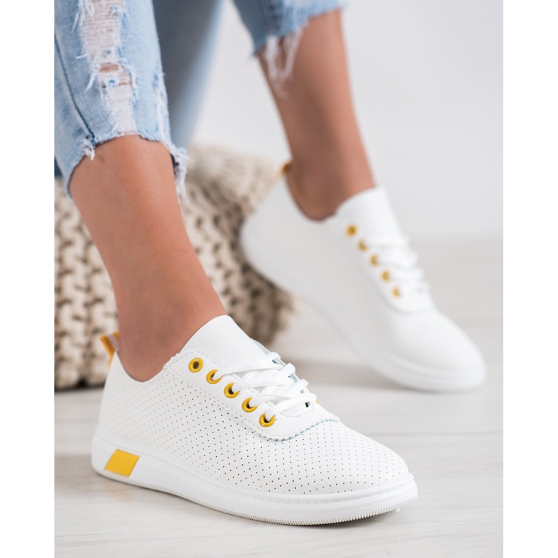 SHELOVET Openwork Sneakers With Eco Leather white 1