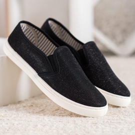 SHELOVET Slip-on Sneakers With Glitter black 2