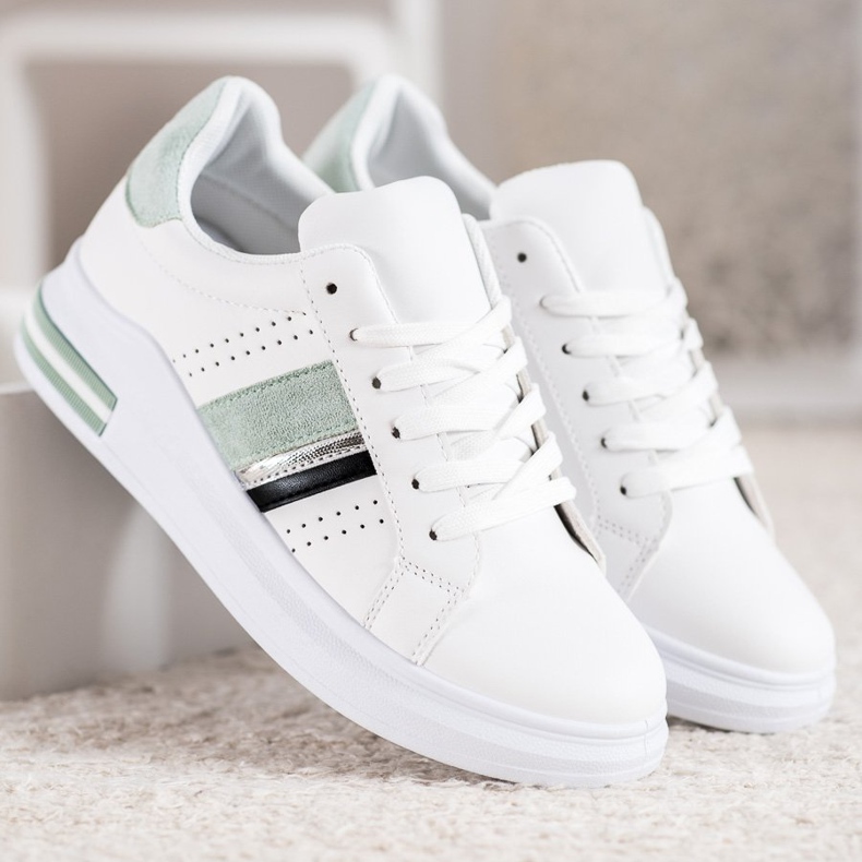 SHELOVET Sneakers With Suede Inserts white 2