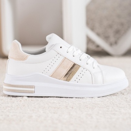 SHELOVET Sneakers With Suede Inserts white 1