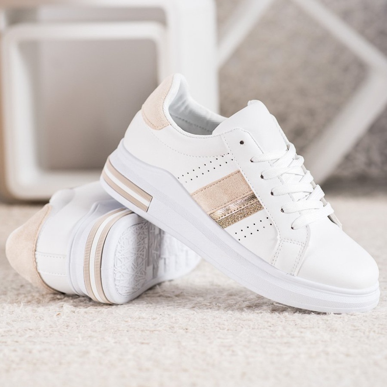 SHELOVET Sneakers With Suede Inserts white 2