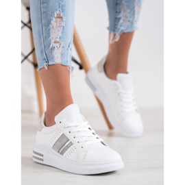 SHELOVET Sneakers With Suede Inserts white 1