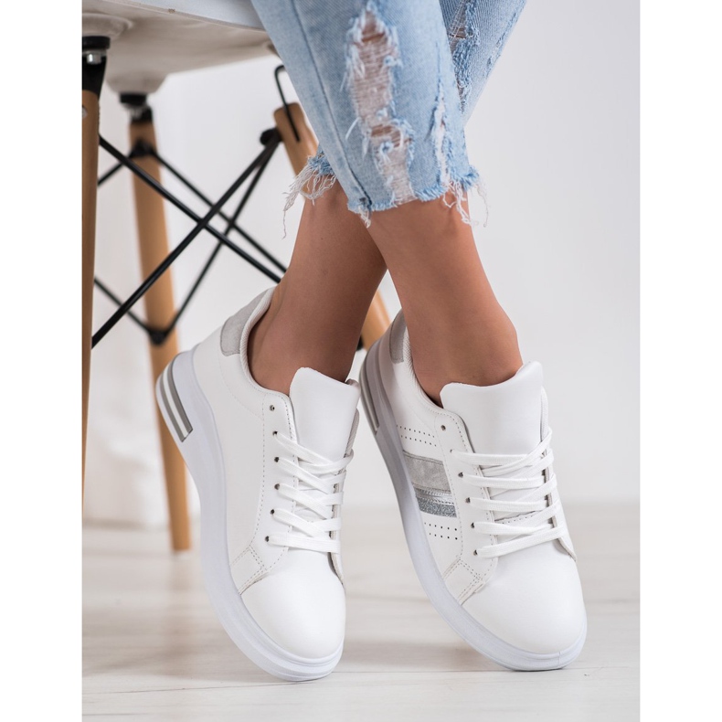 SHELOVET Sneakers With Suede Inserts white 2