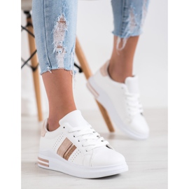 SHELOVET Sneakers With Suede Inserts white 1