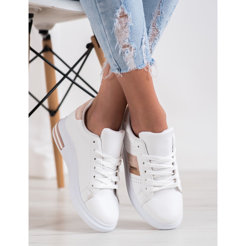 SHELOVET Sneakers With Suede Inserts white 2