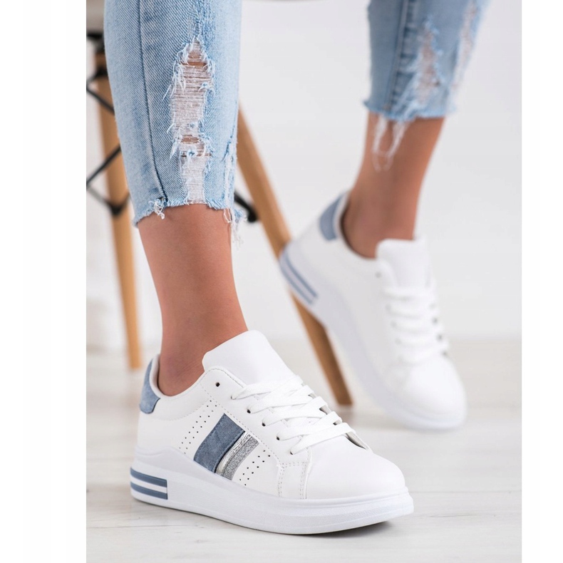 SHELOVET Sneakers With Suede Inserts white 1
