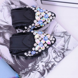 Lu Boo Black Ballerinas on Elastic Stones Even 3
