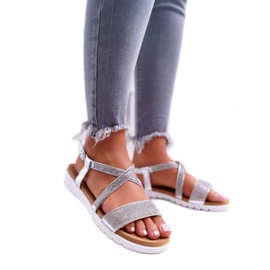 Women's Sandals Lu Boo With Cubic Zirconia 406-5 Silver Stella grey 1