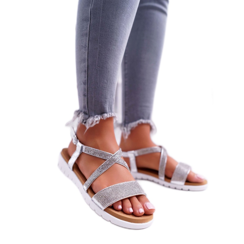 Women's Sandals Lu Boo With Cubic Zirconia 406-5 Silver Stella grey 1