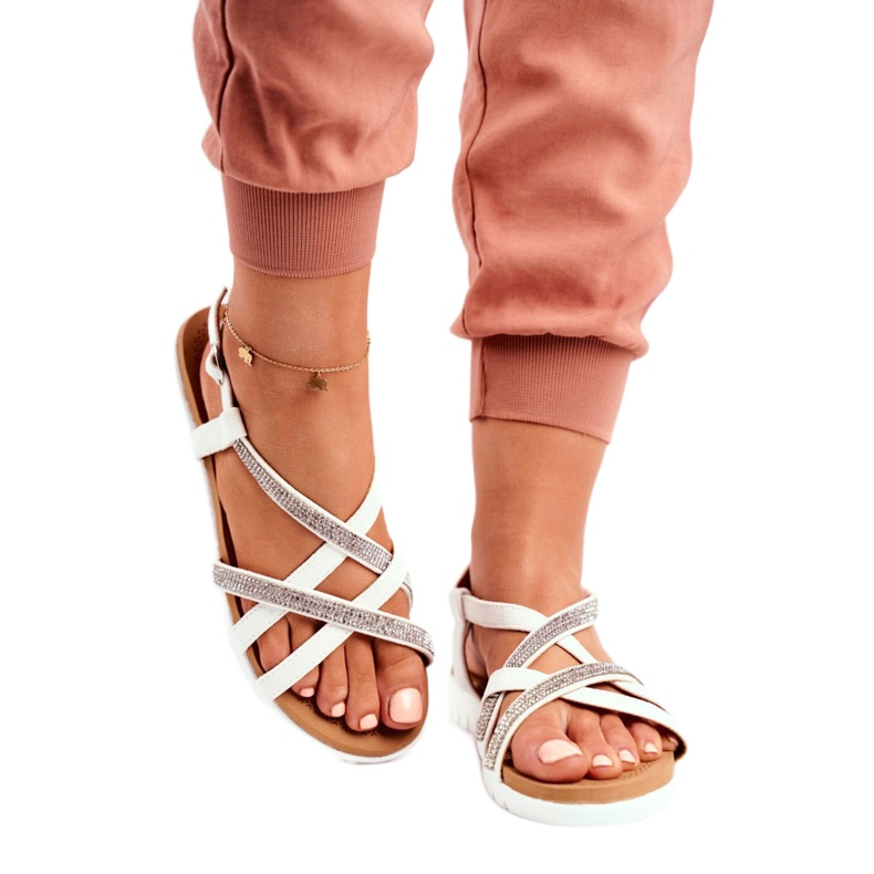 Women's Sandals Lu Boo With Cubic Zirconia 406-6 White Feen grey 3