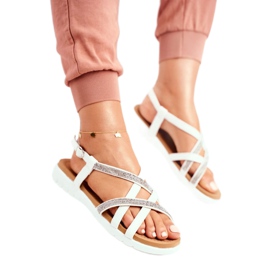 Women's Sandals Lu Boo With Cubic Zirconia 406-6 White Feen grey 2