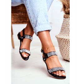 Black Women's Flat Sandals Lu Boo With Aldona Studs 2