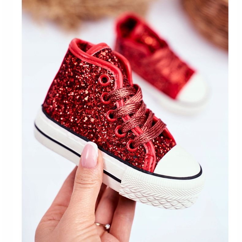 FRROCK Children's Sneakers High Shiny Red Ally 2
