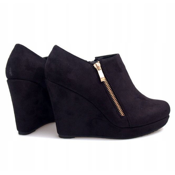 Suede Black Boots On A Wedge With A Zipper Black LM080 1