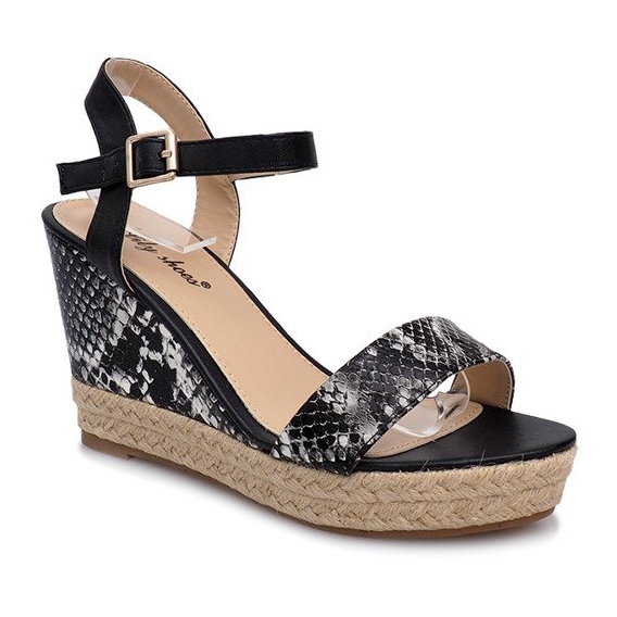 Black wedge sandals espadrilles 181 2
