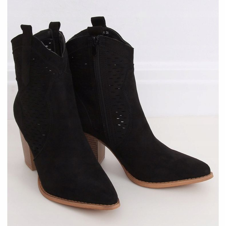 Black openwork cowboy boots ZE05P Black 1