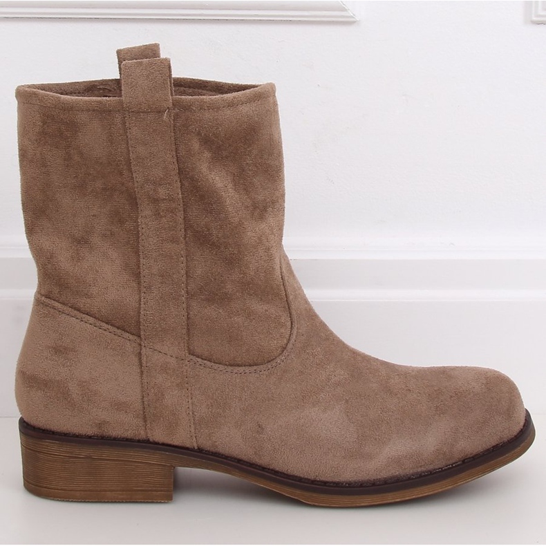 Women's suede dark beige boots ST-18P Khaki brown 1