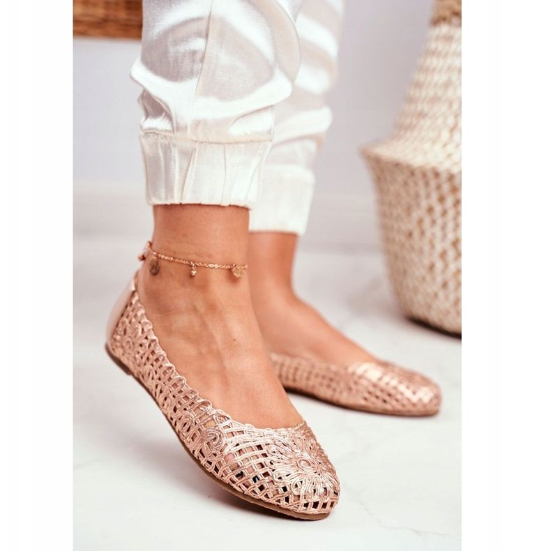Lu Boo Women's Ballerinas Rose Gold Openwork Braided Carry pink 1